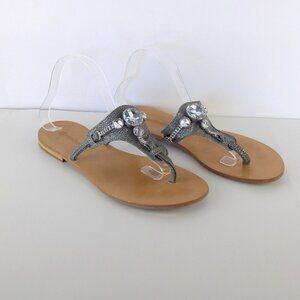 Coccinelle Crystal Embellishments Rhinestone Thong Sandals Size 40/US-9.5